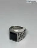 Vintage Illuminati Onyx Stainless Steel Size 9.21  Men s Ring