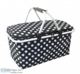 [Polka Dot] Collapsible Picnic Basket Insulated Picnic Basket Ta