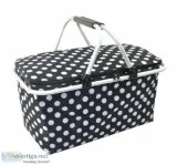 [Polka Dot] Collapsible Picnic Basket Insulated Picnic Basket Ta