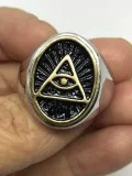 1980 s Vintage Stainless Steel Golden Illuminati Eye Size 9.75 M