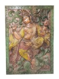 Antique Krishna Wall Art Panel Krisna playing Flute Wooden Wall 