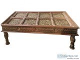 Antique Teak Wood Indian Door Coffee Table Reclaimed Wood Farmho
