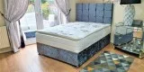Grey Crushed Velvet Bed