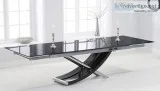 Maximillian Black Glass Extending Table