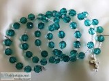 Teal Faceted Coil Wrap Around 5-Decade Rosary Bracelet