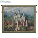 BUY NEUSCHWANSTEIN CASTLE BLUE BELGIAN TAPESTRY WALL HANGING