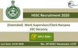 HSSC Recruitment 2020 (Extended) 1137 Work SupervisorClerk Harya