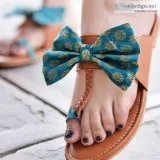 Buy Brocade bow kohlapuri flats at reasonable price from Morus