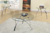 - Modern Chrome 3pc Set Coffee Table 2 End Tables