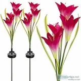 Buy 2 Piece solar Flower Garden Stakes at Best Price-Solarmyplac