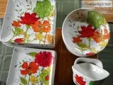 Bright Floral Pattern Cereamic Dishes