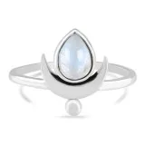 MOONSTONE RING-CRESCENT DROPLET