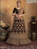 Maroon Glitter Dori Work Velvet Bridal Lehenga Choli With Dupatt