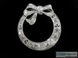 Antique Platinum Diamond Circle Bow Pin