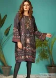 BLACK PRINTED LAWN KURTA