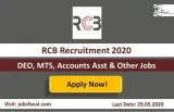 RCB Recruitment 2020 (19) DEO MTS Accounts Asst and Other Jobs A