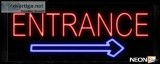 Entrance In Red With Arrow Neon Sign