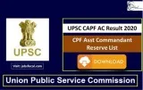UPSC CAPF AC Result 2020 (Aug Exam) CPF Asst Commandant Reserve 