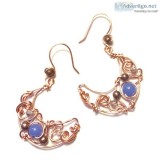 Copper Crescent Moon Earrings