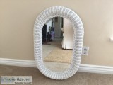 White wicker mirror