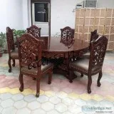 Leather Wooden Dining Set &ndash Dark Finish