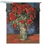 POPPY FLOWERS BELGIAN TAPESTRY WALL HANGING