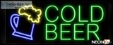 Cold Beer In Green With Mug Logo Neon Sign