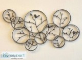 Antique Bronze Finish Iron Metal Wall Art With Songbirds In Wint