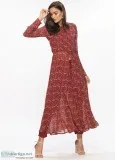 MAROON GEORGETTE FLORAL PRINTED DRESS