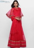 BRIGHT PINK CAPE LEHENGA SET