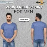 Solid Men Round Neck Blue T-Shirt