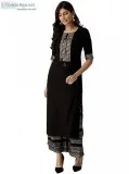 Amayra Women s Rayon Kurti with Palazzos(Black)
