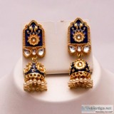 Buy Golden meenakari earring from Morus