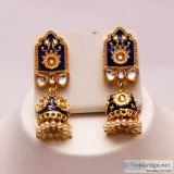 Buy Golden meenakari earring from Morus