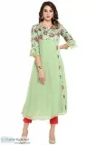 Janasya Women s Light Green Poly Crepe Kurta