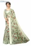 PERFECTBLUE Women s Digital Linen Saree with Unstitched Blouse P