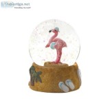 BEACH BALL FLAMINGO SNOW GLOBE