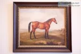 Fine oil on canvas portrait of handsome Thoroughbred horse by Sh