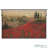 BUY TUSCAN POPPY LANDSCAPE ITALIAN TAPESTRY WALL HANGING