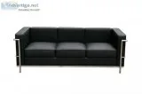 COUR Black Leather Living Room Sofa Set