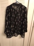 Black see-through long sleeve blouse