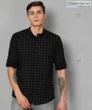 Buy Metronaut Men Checkered Casual White Black Shirt