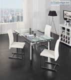 Contemporary Stark Dining Table and 4 Fabio Chairs