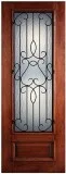 8 ft Mahogany Door with rain Glass and Wrought Iron Grill - Best