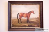 Fine oil on canvas portrait of handsome Thoroughbred horse by Sh