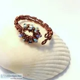 Copper Wire Wrap Flower Ring Swarovski Crystals