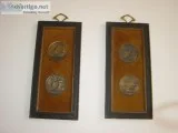 RARE (2) Antique Roman Numeral coins framed artwork set