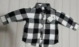 Pre owned Old Navy baby boys gingham long sleeve shirt black whi