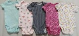 Preowned Carter s baby girls one piece or bodysuit pack of 5 siz