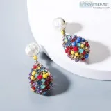 MULTI-COLOR GEMSTONE and PEARL DROP EARRINGS